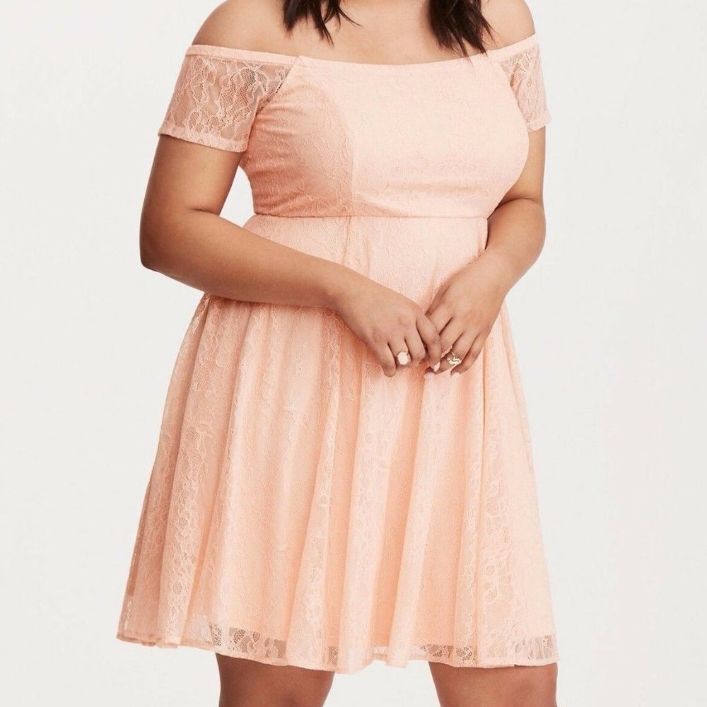 Torrid Blush Pink Lace Off The Shoulder